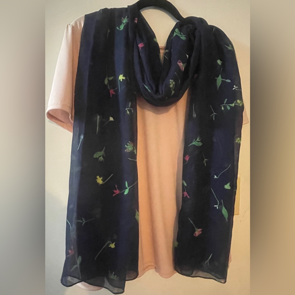 Joules Navy Multicolored Floral Scarf
